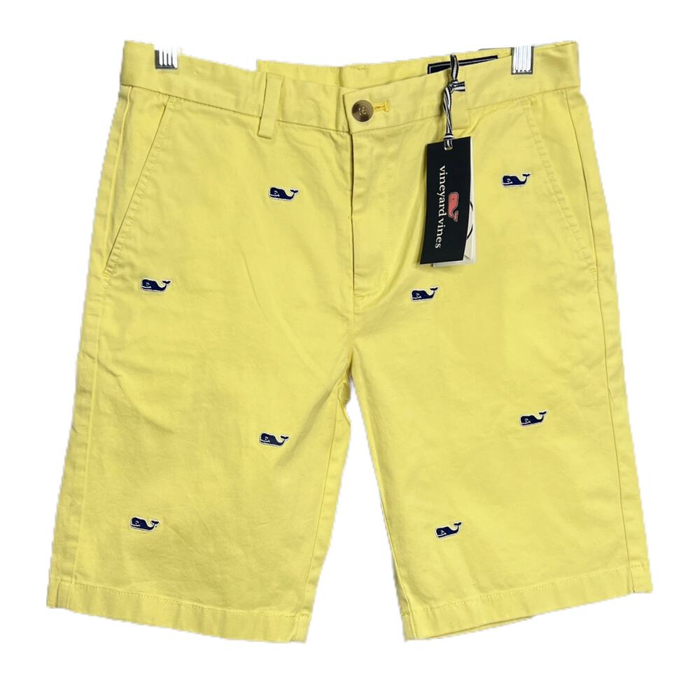 Vineyard Vines Boys Sz 16 Whale Embroidered Breaker Shorts Lemon Drop Yellow NWT